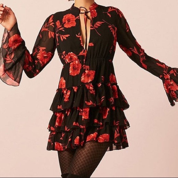 Forever 21 contemporary floral, tiered, ruffle dress - Picture 4 of 12